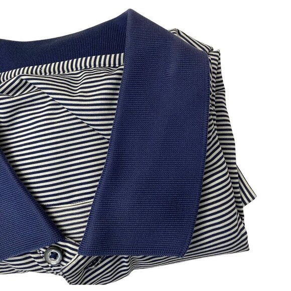 Red Stick Golf Polo Shirt Mens 2XL Native Indian Seminole Navy Blue Stripe  READ - Picture 7 of 8